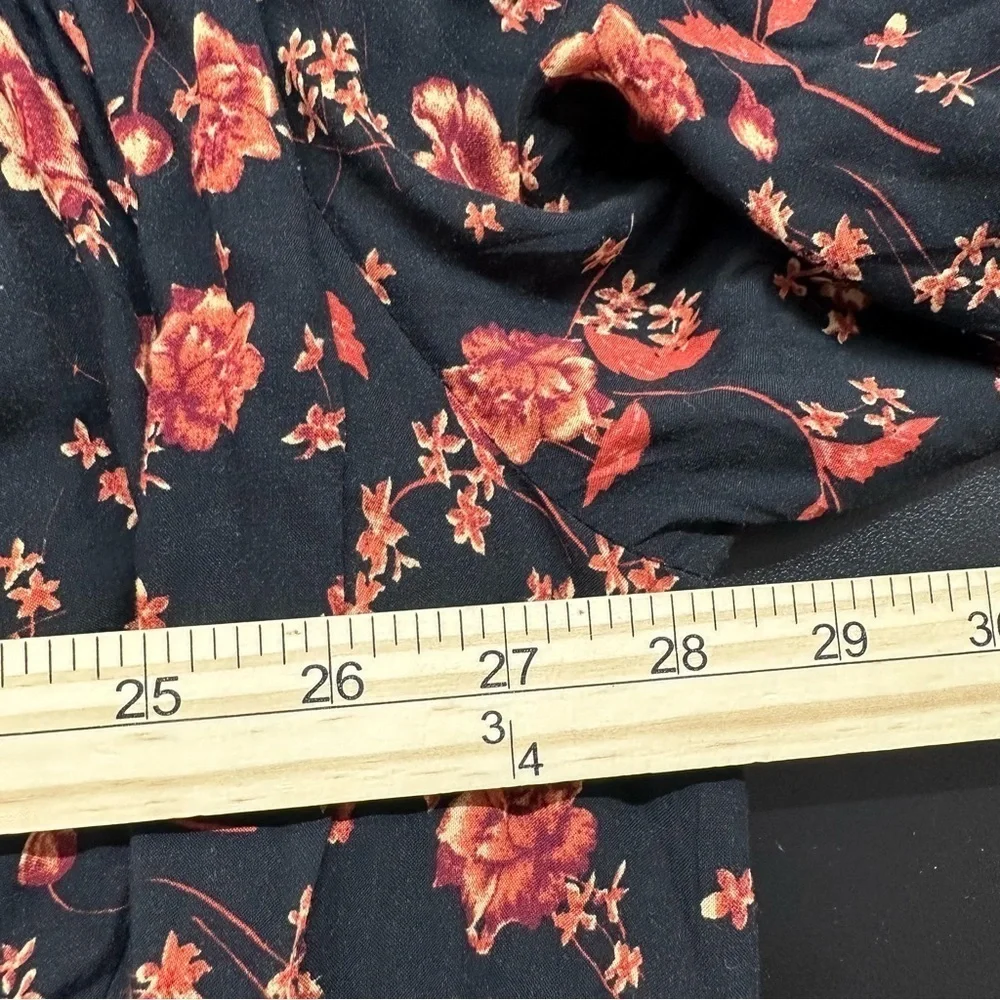Free People Women’s Flower Fields Black Mini Dress Medium Fall Floral Oversized